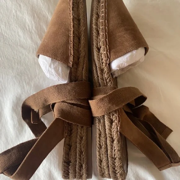 Banana Republic NWOT Chocolate Suede Classic Wrap-Around Ankle Tie Espadrilles