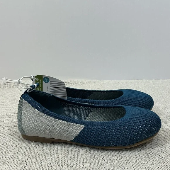 LILY & DAN Ballerina Flats Shoes Girl's 9 10 NWT  Blue Grey
