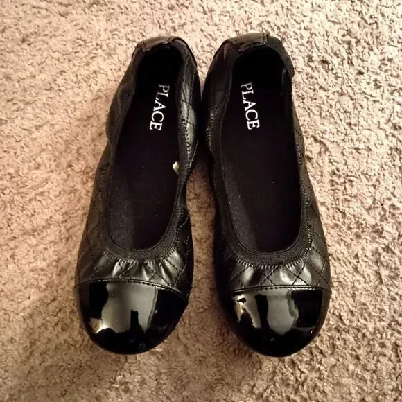 Children's Place Girls Black Ballet Flats Size 2y PRE-OWNED, WORN ONCE