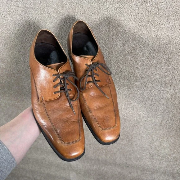 Cole Haan Shoes‎ Mens Size 10.5 Brown Leather Oxford Lace Up Dress Square Toe