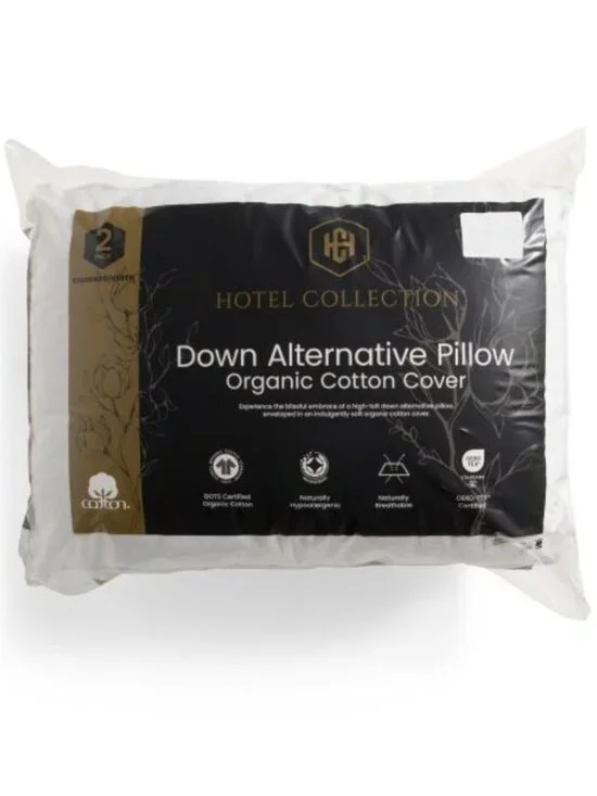 Hotel Collection White Down Alternative Pillow with Organic Cotton Cover