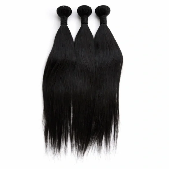 20 In Human hair Blend - Black straight Bundles three pieces