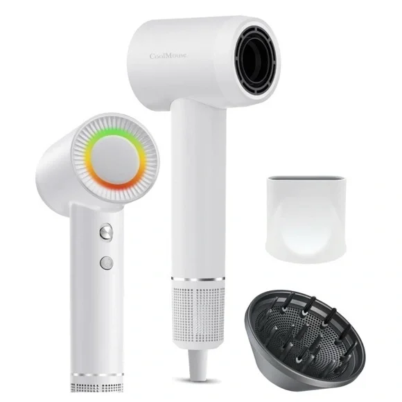 Pearly White High-Speed Ionic Hair Dryer: 150000 RPM Brushless Motor #QC4