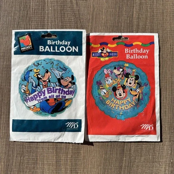 Vintage 90s Disney‎ Mickey Mouse Unlimited Birthday Balloons Goofy Lot of 2