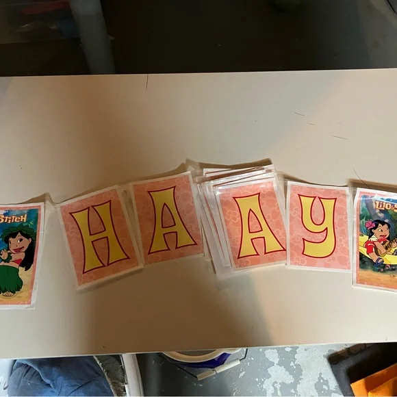 Lilo & stitch happy birthday banner with plastic ties