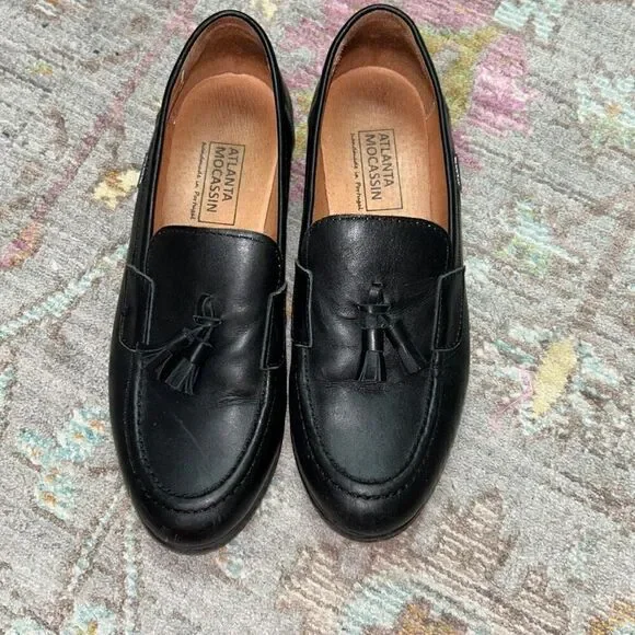 Atlanta mocassin black tassel dress loafers sz 38