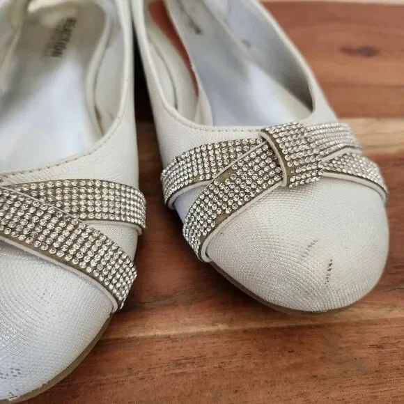 Kenneth Cole reaction young girls youth slip-on ballet flat size 3 Glam silver r