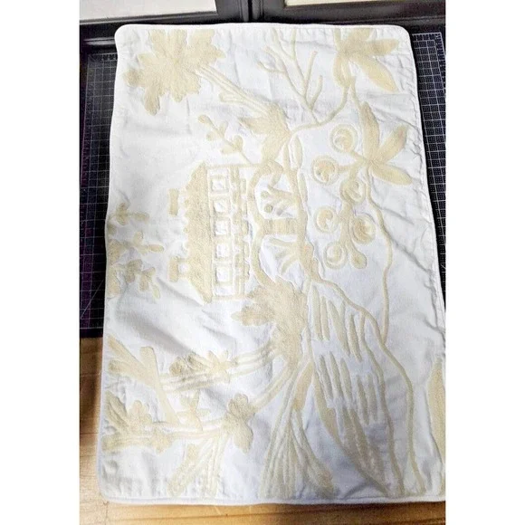 Willams Sonoma Beige front /back 100% cotton wool‎ embroidery pillow case 26x18