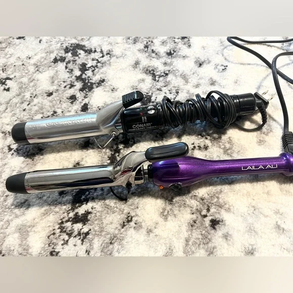 Conair and Laila Ali Curling Irons - Silver and Purple