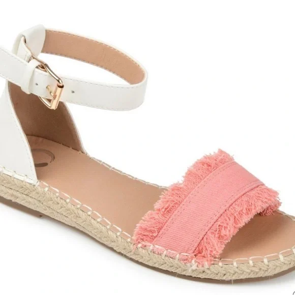 Journee Collection Tristeen Espadrille Sliver Wedge Sandals Pink,Size 6.5 NIB