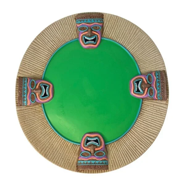 Easter Unlimited Tiki Bar Large Round Serving Platter Tray 3D Masks‎ Hawaii Luau