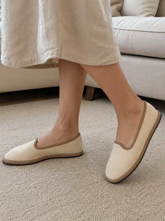 pratesi resort canvas espadrille flats ecru tan size 5 made in italy