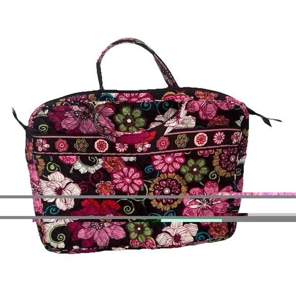 Vera Bradley Floral Quilted Multicolor Laptop Bag Women Large Zip Outer Pockets