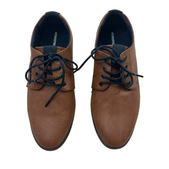 Nordstrom Nodorian-PU Boys Brown Perforated Lace Up Dress Shoes Size 5M