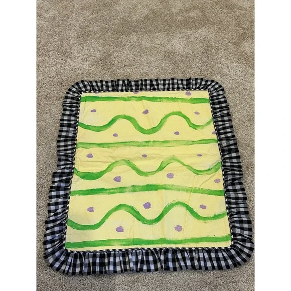 VTG Encore Silkscapes Handpainted Set of 3 Pillow‎ Shams Covers Gingham Ruffle
