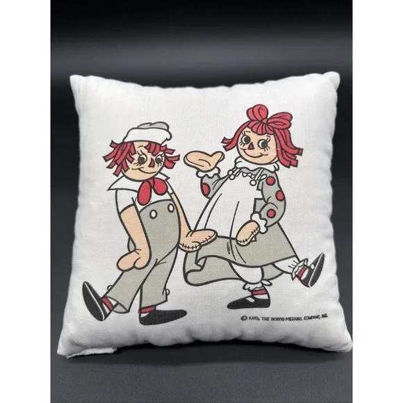 Vintage Raggedy Ann and Andy‎ Throw Pillow Collectible 9 inches 1978 With Tag.