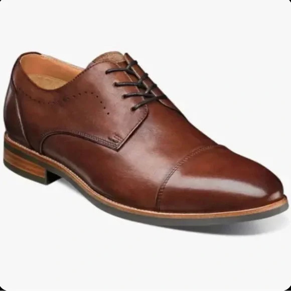 Florsheim UPTOWN 15166-221 Cognac‎ Leather Cap Toe Oxford Dress Shoes Size 8.5