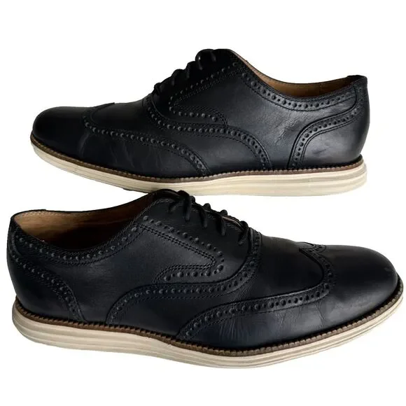 Cole Haan Original Grand Men's C21130 Wingtip Oxford Black Leather Shoe 10.5M