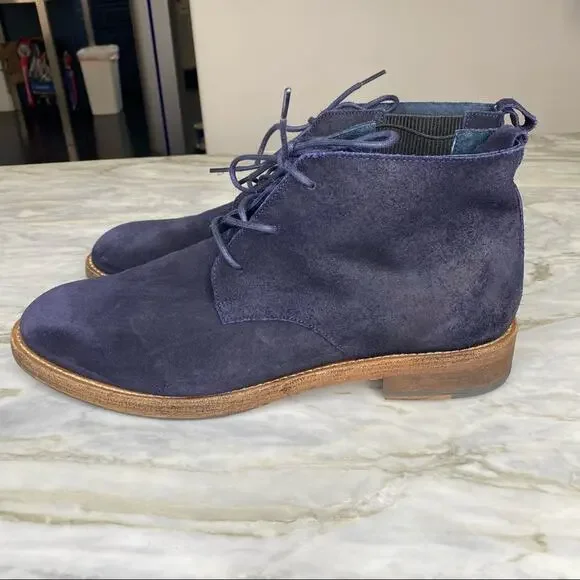 SKECHERS MARK NASON Mens Blue Suede Oxford Lace Up Boot Size 11.5