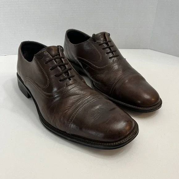 Johnston & Murphy Men's Dress Shoes‎ 9.5M Brown Leather Cap Toe Oxford Romania