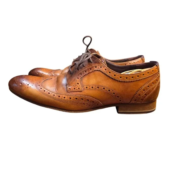 Ted Baker Gryene Men Tan Brown Leather Wingtip Brogue Dress‎ Shoes Size 10