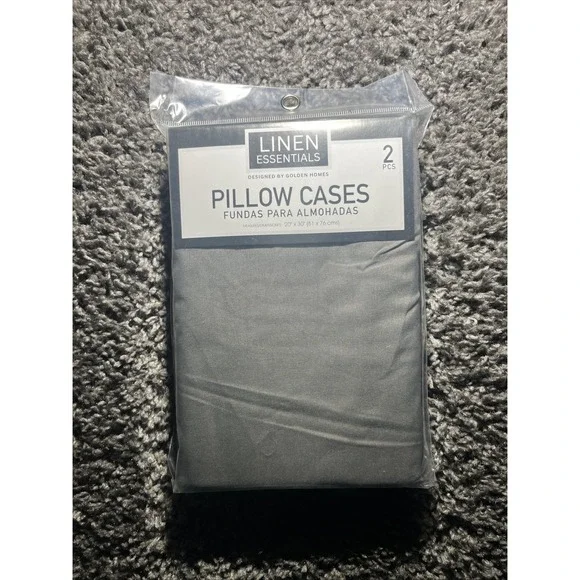Linen Essentials, Two Piece‎ Pillowcases Grey Queen 20 X 30