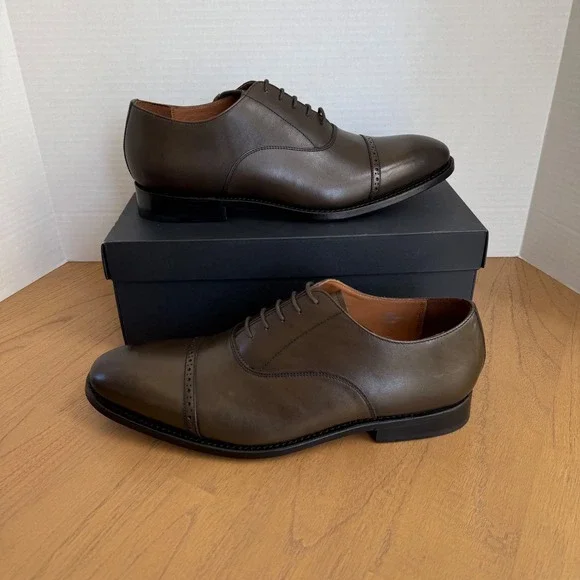 Allen Edmonds Brady Oxford Men Size 13D Olive Green Leather Cap Toe 5935