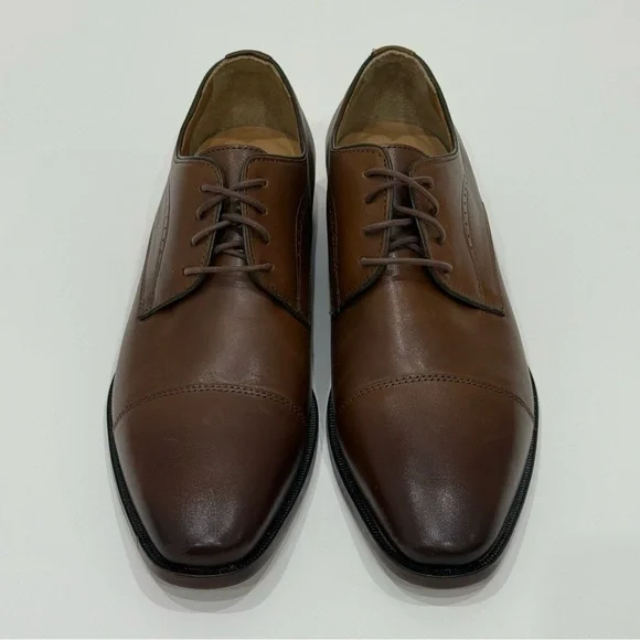 Johnston Murphy Men's 8.5M Mcclain Cap Toe Tan Full Grain Leather Shoes New $160