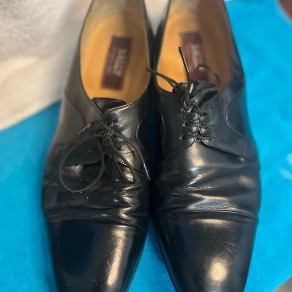 BALLY ITALIAN BLACK LACE UP OXFORDS, SIZE 91/2 9.5 classic vintage