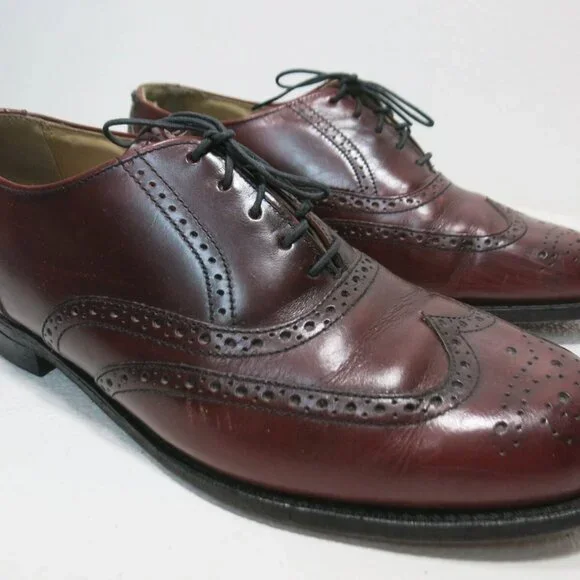 Thom McAn Brogue Leather Wingtip Derby Dress Shoes Men's Footwear Sz 9.5 W