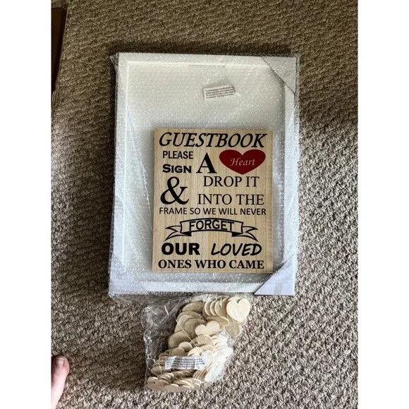 Guestbook Alternative Drop Box Frame Sign Hearts Wedding Reception Decor
