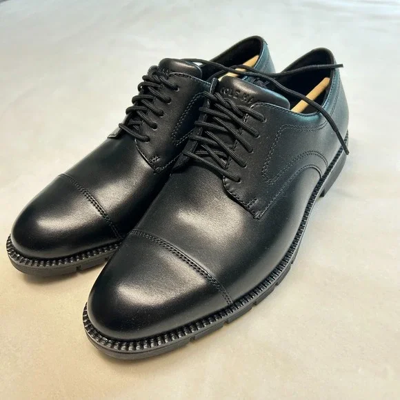 Cole Haan FlexGrand360 Plain Toe Derby Oxford Shoes Mens 7.5 Black Leather Lace
