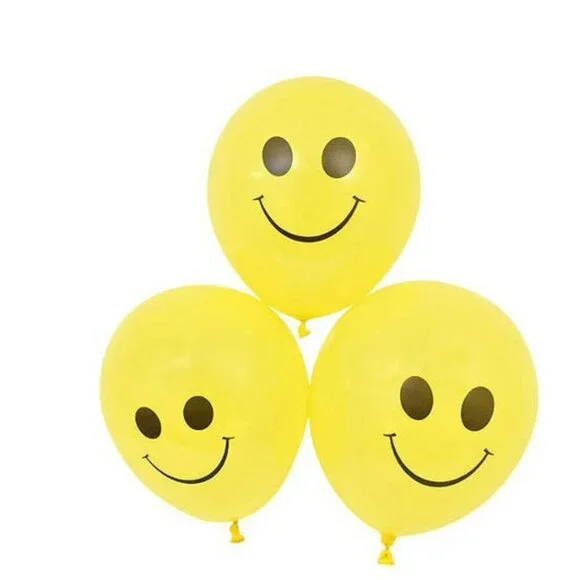 4-Packs of Yellow Latex Balloons w. Smiley Faces by Greenbrier Intl. |‎ NWT