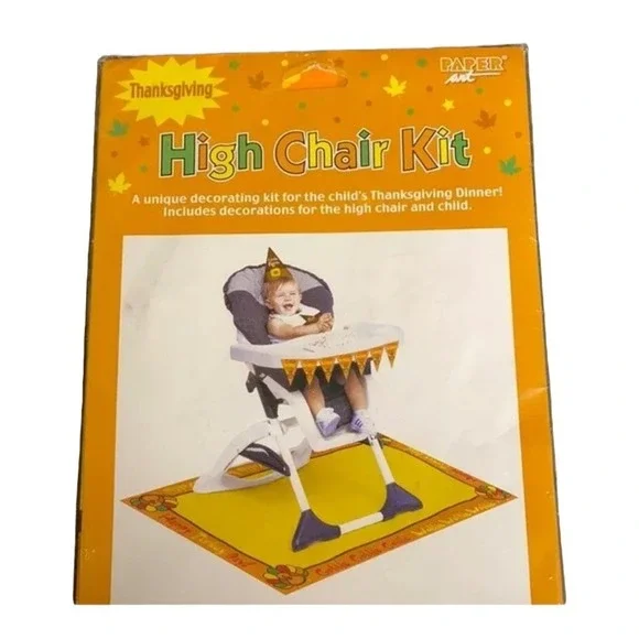 Paper Art Baby High Chair Decorating Kit Orange Yellow Thanksgiving Fall Festive