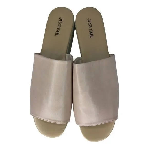 JustFab Sun Daze Pale Pink Slides Platform Espadrilles Size 10