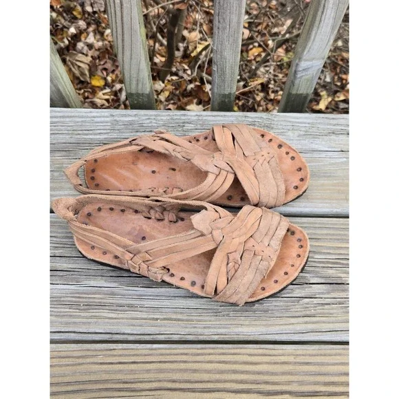 HUARACHE CRUZADO ARANITA Natural Beige Acme Thick Soles Men's Size 7 Womens 8.5