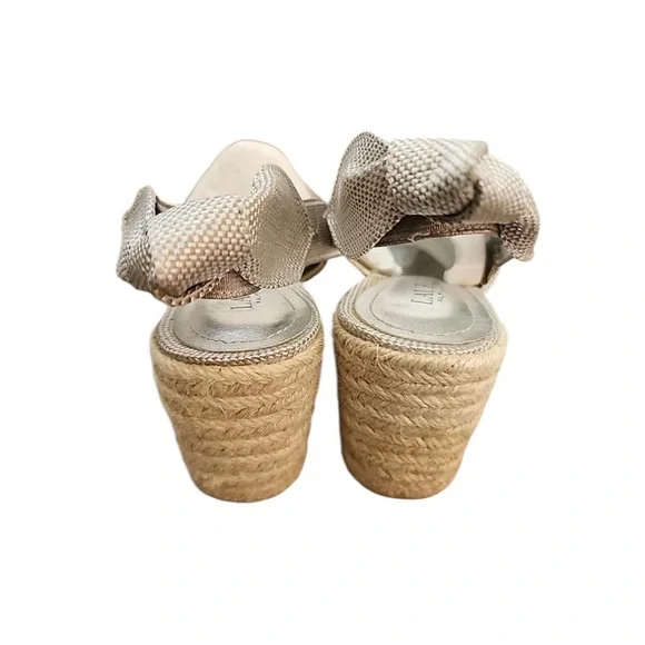 Lauren Ralph Lauren Helma Closed Toe Espadrilles Platform Heels | Silver | Sz 9