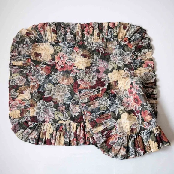Set of 2 Vintage Cottagecore Floral Ruffle Pillow Shams Cases Covers | Standard