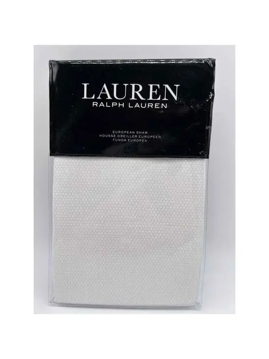 Ralph Lauren EDEN White/Blue Trim Pique EURO Sham 26x26 $135 NWT!