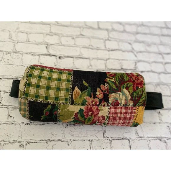 Vintage Lumbar Pillow Hook‎ and Loop Back Strap Floral Patchwork Fabric 16