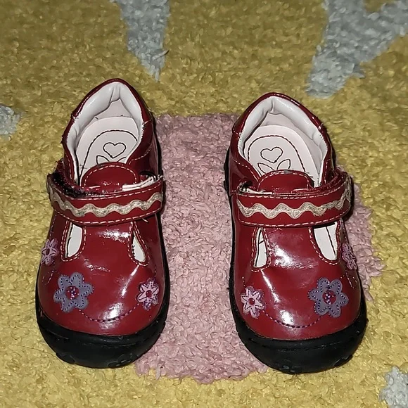 Umi marry janes shoes girls 5 red flower embroidered daisy S1
