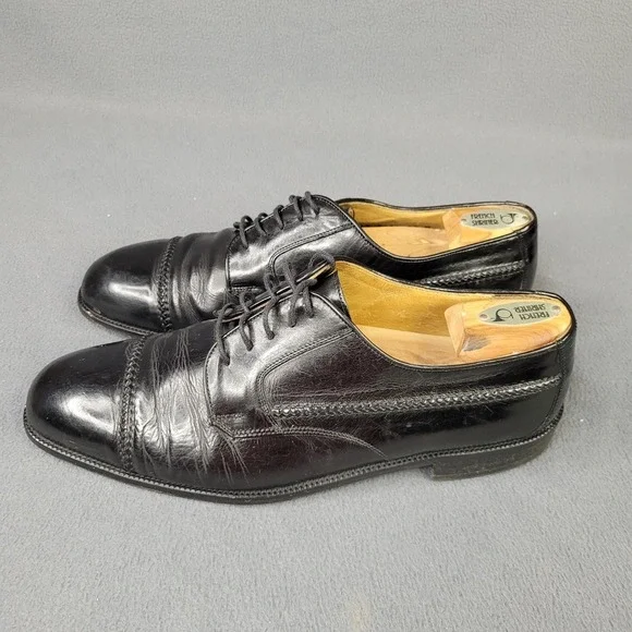 Johnston Murphy Mens Cellini Oxford Black Dress Shoes US 10 M Italy