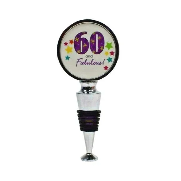 Happy Birthday Cake 60 and Fabulous Wine Bottle Stopper