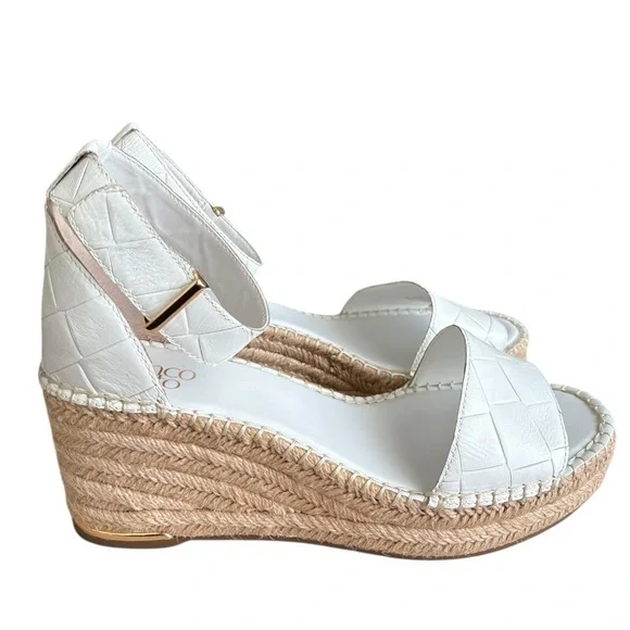 NWOB Franco Sarto Women's Clemens espadrille wedge sandals white size 10