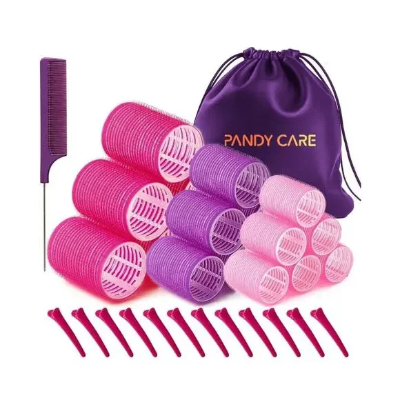 PANDY CARE Self Grip Roller Set 3Sizes- 32 Rollers, bag, Clips and Comb!‎ NIB
