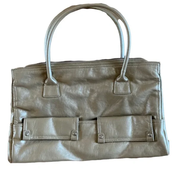 NWOT COMPUTER BAG GOLD ZIPPERED 2-FRONT POCKETS SHOULDER STRAPS