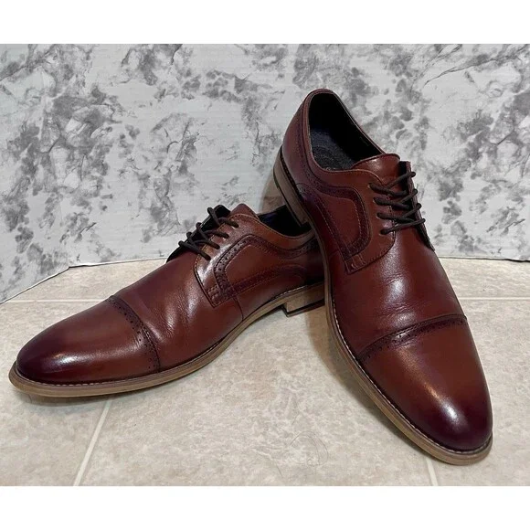 Stacy Adams Dickinson Oxford Dress Shoes Mens 11 Cognac Brown Prom Wedding Corp