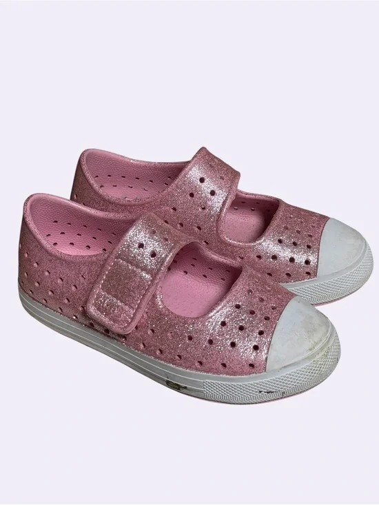 Girls' Glitter Pink Mary Jane Casual Shoes Velcro Lightweight size 10