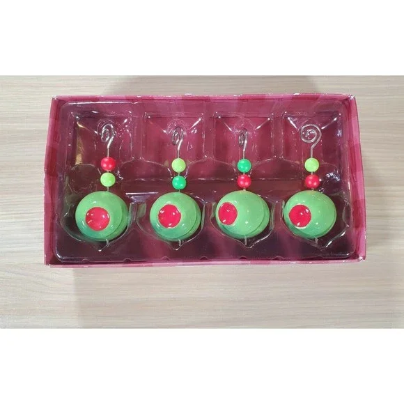 Department 56 Christmas‎ OLIVES Porcelain Place Card Holders 4 Set Green