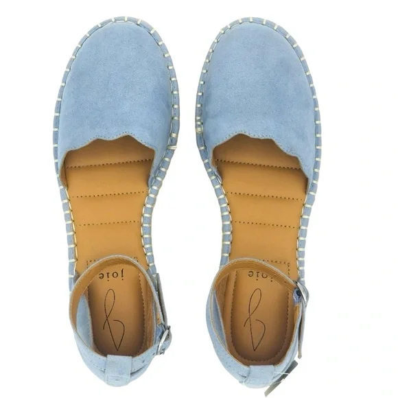 Joie Cruz Espadrille Ankle Strap Closed-Toe Memory Foam Sandals Baby Blue Suede